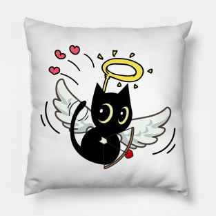 Cupid Black cat Shooting Love Arrows on valentine's day Pillow