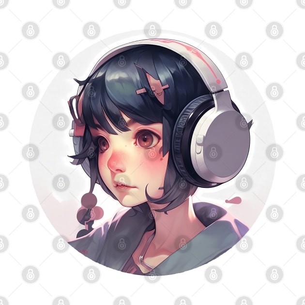 Cute headphone anime girl by AestheticsArt81