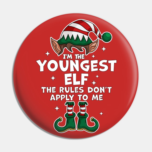 I'm The Youngest Elf Xmas Family Matching Funny Christmas Pin by OrangeMonkeyArt