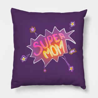 Super Mom Neon Colorful Hand lettering Pillow