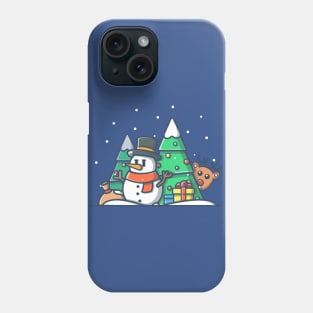 Cute snowman with pine tree Phone Case