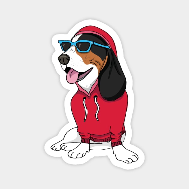 Hipster Basset Hound Magnet by Megan Roy