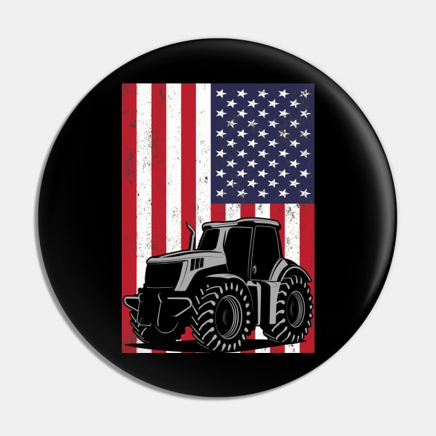 Tractor American Flag patriotic vintage farming Pin by DragonTees