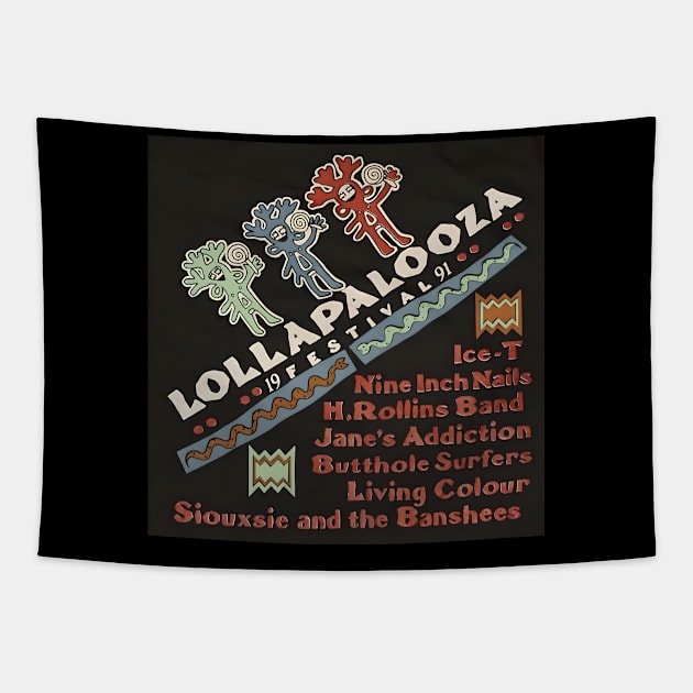 Lollapalooza 1991 Festival Alt Rock Tapestry by Desert Owl Designs