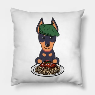 Dog eating Spaghetti - alsatian Pillow