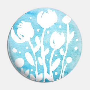 Whimsical watercolor flowers – blue Pin