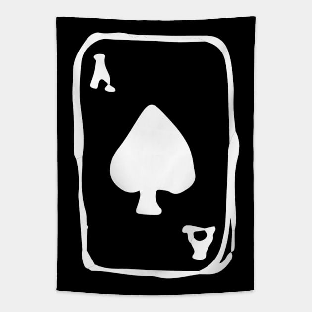 Ace of Spades Doodle White Tapestry by Mijumi Doodles