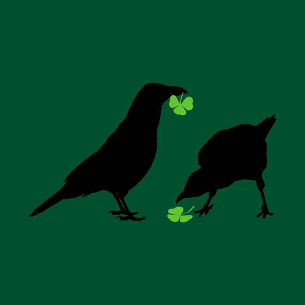 Saint Patrick's Day Kelly Green Shamrock Crows for Bird Lovers by cottoncanvas