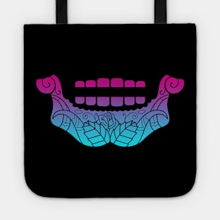 Wide Sugar Skull Jaw Print Vaporwave Tote