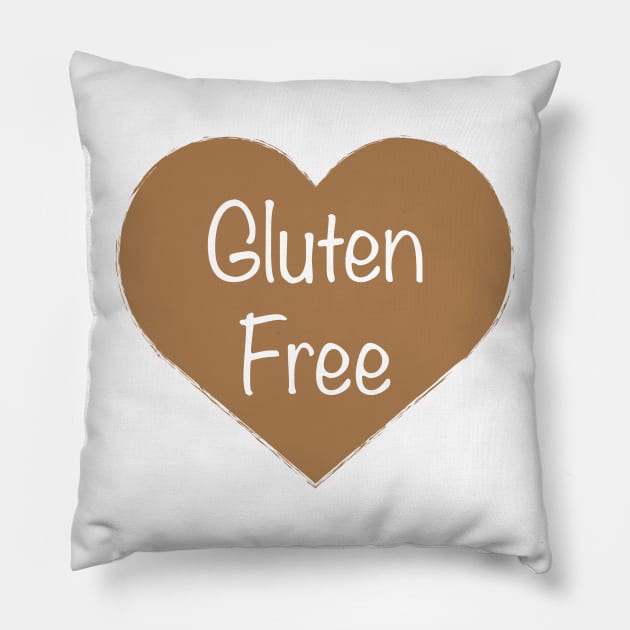 Gluten-Free Brown Heart T-Shirt Pillow by glutenfreegear