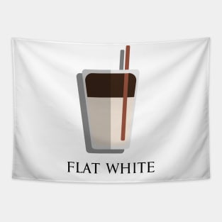 Iced Cold Flat White coffee front view flat design style Tapestry