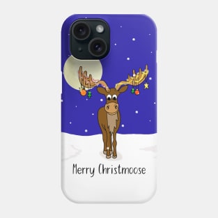 Merry Christmoose, moose in the snow Phone Case