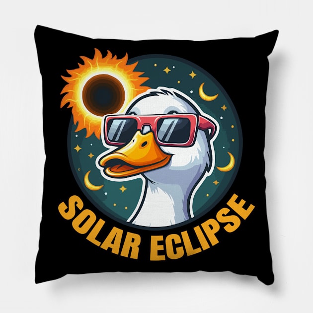 Solar Eclipse Duck With Sunglasses Pillow by MoDesigns22 