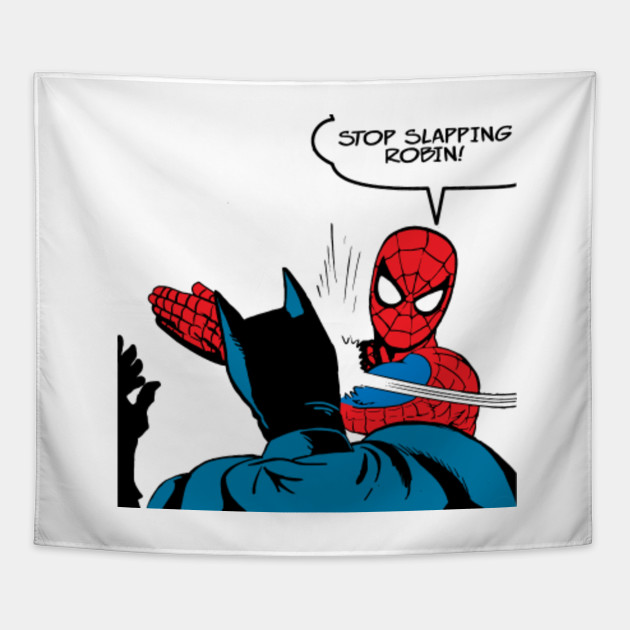 Spiderman Slapping Batman Spider Man Tapestry TeePublic