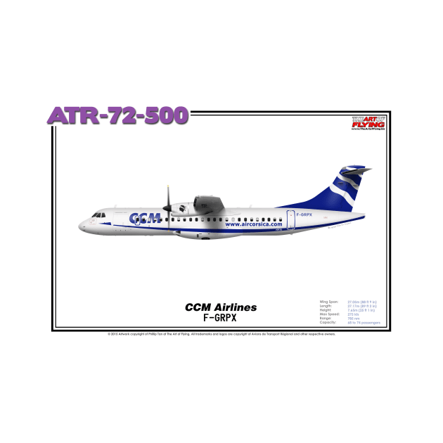 Avions de Transport Régional 72-500 - CCM Airlines (Art Print) by TheArtofFlying