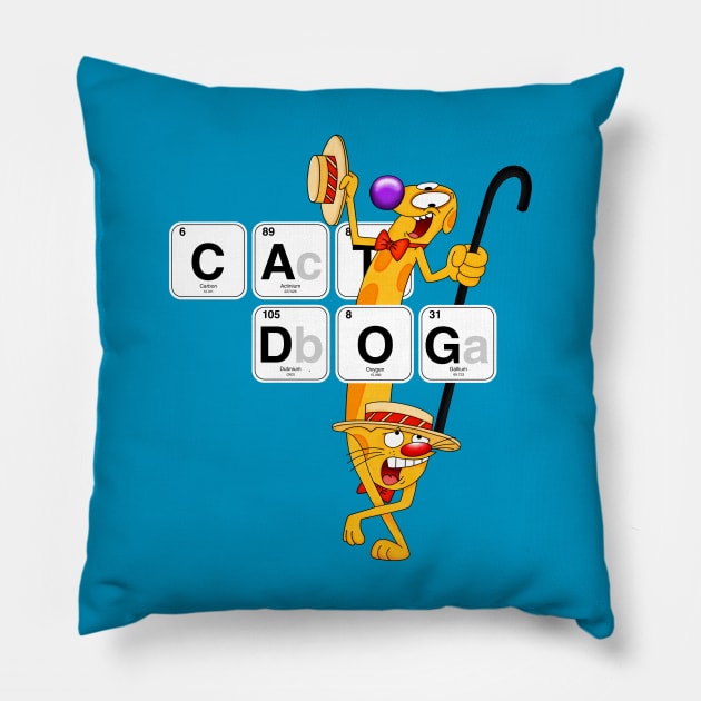 CatDog Chemistry Pillow by cariespositodesign