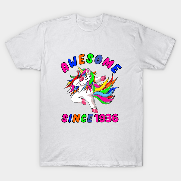 Discover Awesome Since 1936- Dabbing Unicorn -85th Birthday Gift Girls - Awesome Since 1936 - T-Shirt