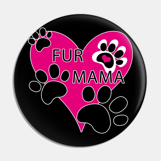 Fur Mama Pink Heart Paw Prints Pin by TLSDesigns