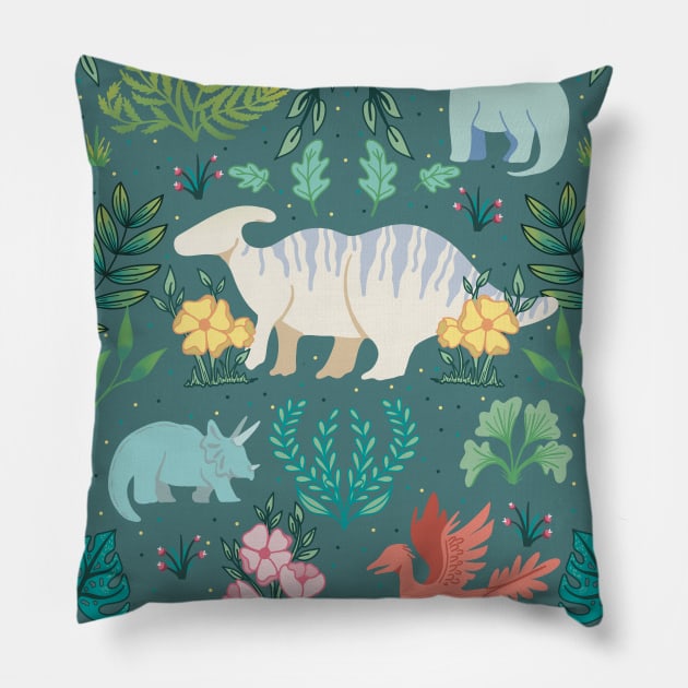 Medieval Dinosaur Tapestry Pillow by Thenerdlady