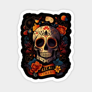 Skull with flowers Magnet