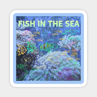 under the sea,blue sea,sea creatures,Turtle, puffer fish, starfish, shrimp, shark, tropical fish, sea horse, seaweed, sardines, squid, crabs, clams Magnet