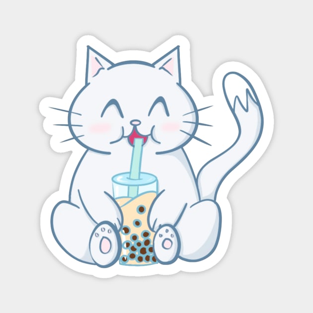 Kitty Cat Bubble Tea Boba Magnet by SharSquaredArt
