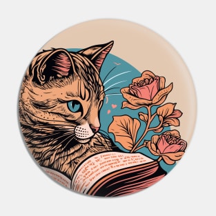 Cat and Book Retro 18 Pin