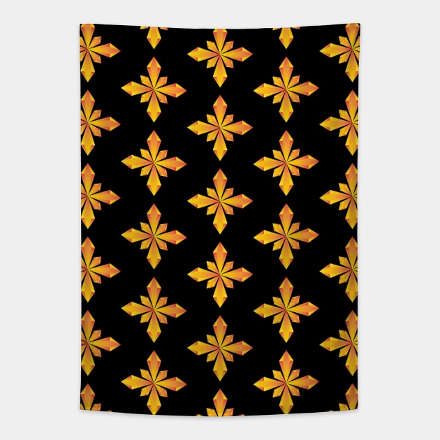 Yellow Crystal star pattern Tapestry by kindsouldesign