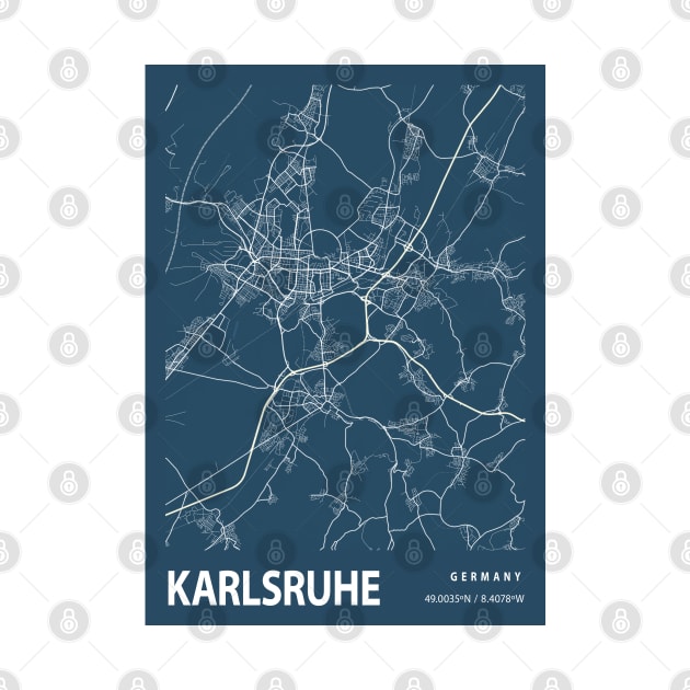 Karlsruhe Blueprint Street Map, Karlsruhe Colour Map Prints by tienstencil