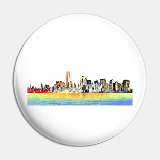 New York Skyline Cartoon Pin