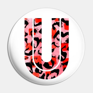 Letter U Watercolour Leopard Print Alphabet Red Pin