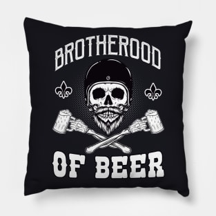 Brotherhood of Beer Cafe Racer Biker Skull Pillow