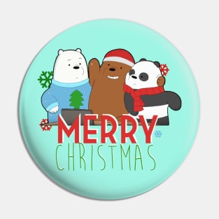 Merry Christmas Bears Pin