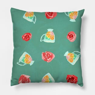 Roses and Teacups Pillow
