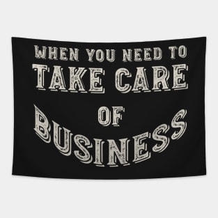 Funny Dog Walker Pun Take Care of Business Tapestry