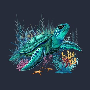 Sea turtle watercolor Style Summer Ocean Vibes T-Shirt