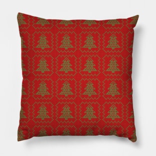 Cozy Christmas ugly sweater red checkered pattern Pillow