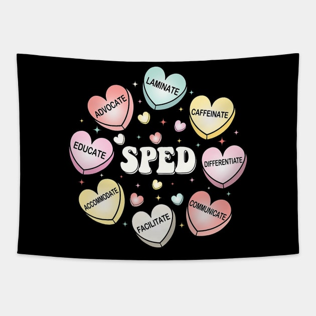 SPED Special Education Teacher Valentines Day Hearts Candy Tapestry by jadolomadolo