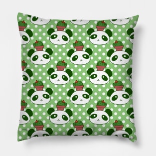 Cactus Panda Face Pattern Pillow