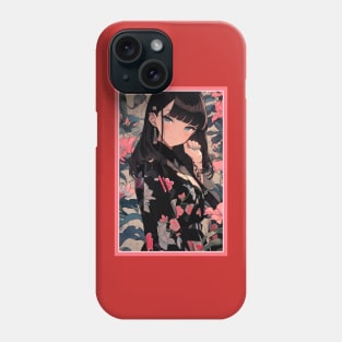 Aesthetic Anime Girl Pink Rosa Black | Quality Aesthetic Anime Design | Premium Chibi Manga Anime Art Phone Case