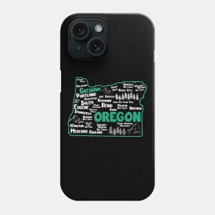 Cute map of Gresham Oregon, Portland, Salem, Eugene, Springfield, Bend, Ontario, Medford Phone Case