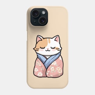 Cute cat in a cosy kimono Phone Case