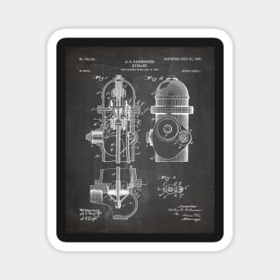 Fire Fighter Patent - Fire Hydrant Art - Black Chalkboard Magnet