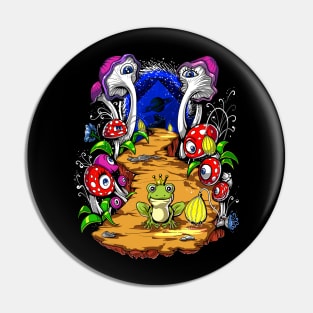 Psychedelic Magic Mushrooms Forest Pin