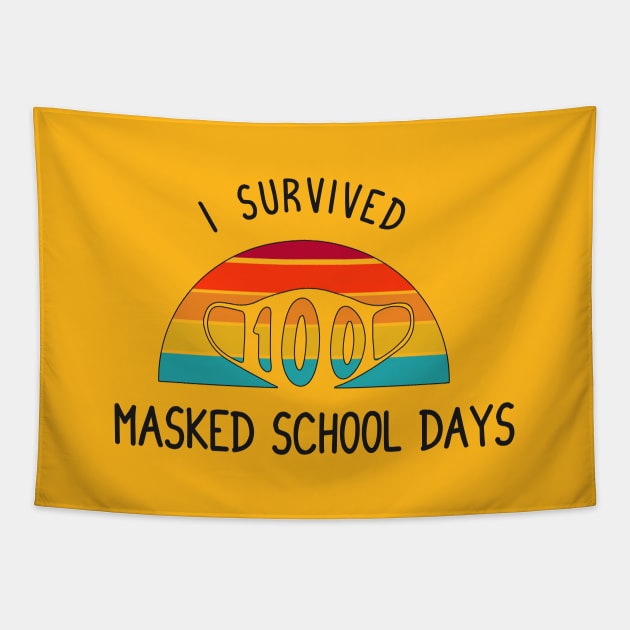 I survived 100 masked school days retro vintage funny gift Tapestry by Medworks