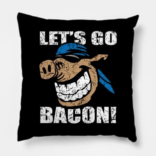 Funny Let's Go Bacon Hog Design Parody Pillow