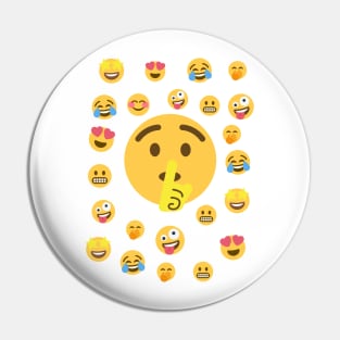 Funny Emoji Sticker Smile Happy Emotion Secret Pin