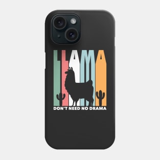 Llama Funny Don't Need No Drama Retro Llama Silhouette Phone Case