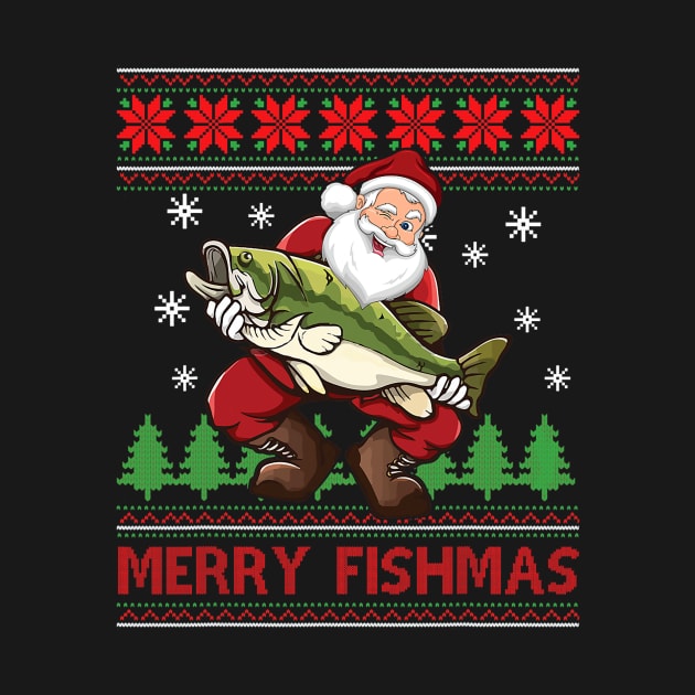 Merry Fishmas Santa Fishing Ugly Christmas by kasperek