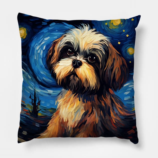 Dark Brown Shih Tzu Night Pillow by NatashaCuteShop